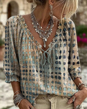 Iris™ | Blouse à Pois avec Col en V