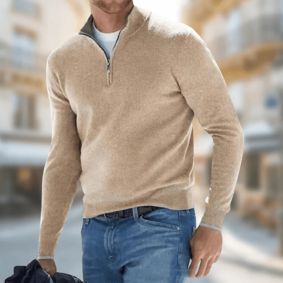Adam | Pour Homme Pull Coupe Classique Décontracté Zip Kragen