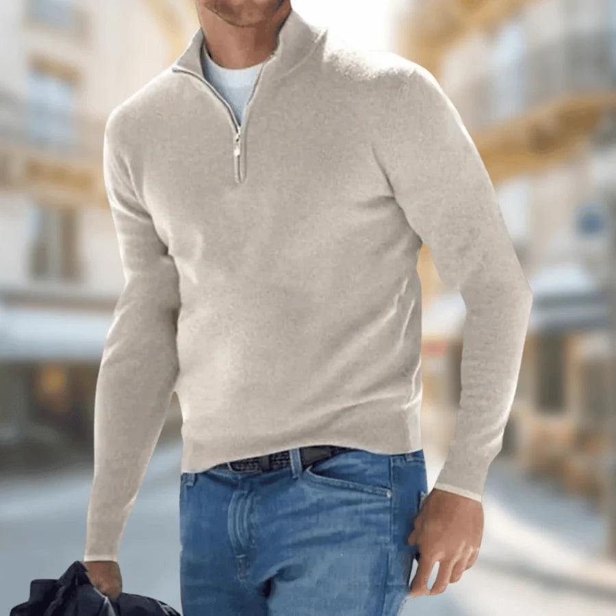 Adam | Pour Homme Pull Coupe Classique Décontracté Zip Kragen