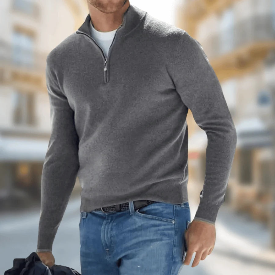 Adam | Pour Homme Pull Coupe Classique Décontracté Zip Kragen