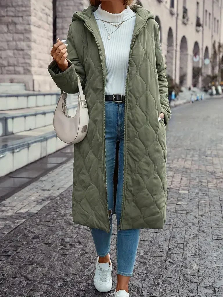 Agathe | Dames Doudoune Coupe Ample Capuche Fermeture Éclair Légère - Vert