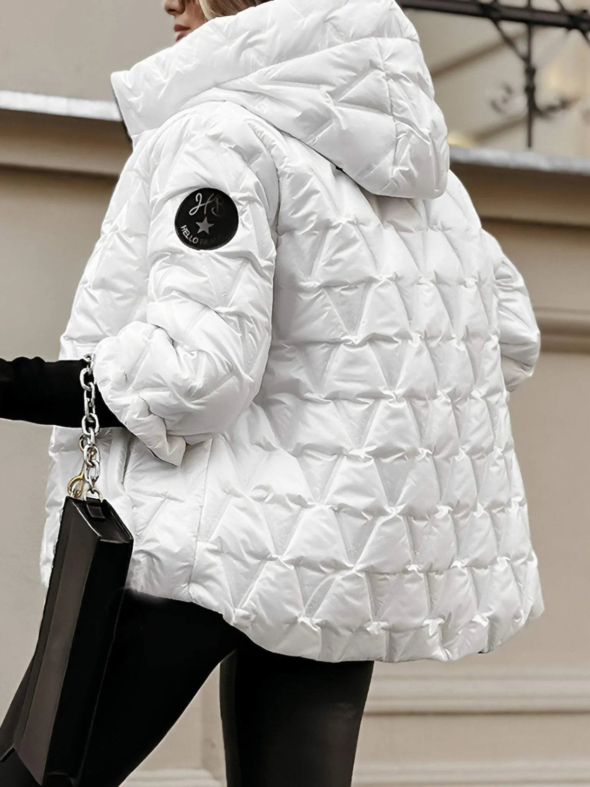 Agathe | Dames Veste Matelassée Capuche Motif Diamant Coupe Décontractée - Marron