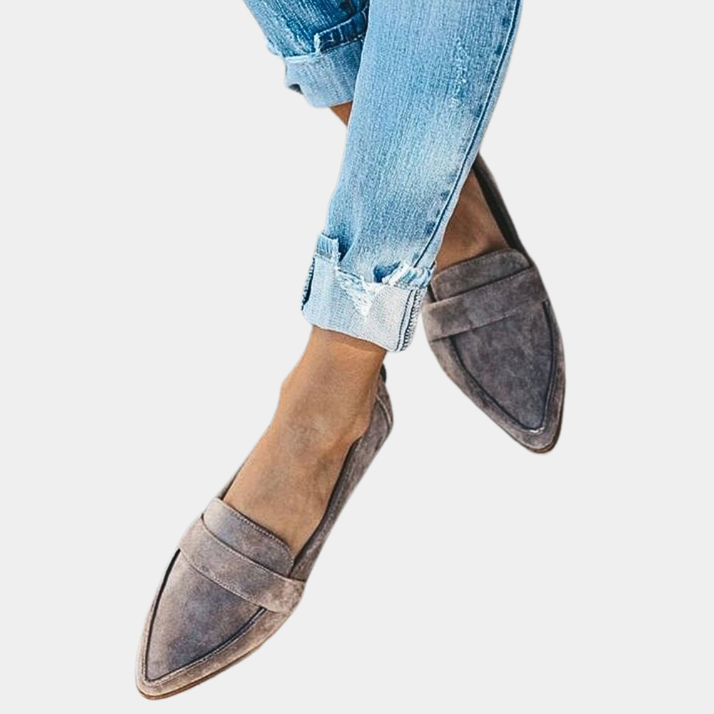 Agathe | Mocassins pour Femme Bout Pointu Enfiler Confortable - Gris