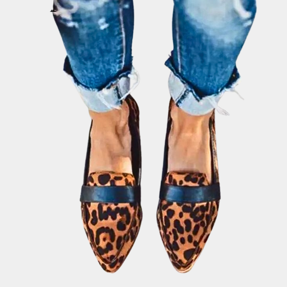 Agathe | Mocassins pour Femme Bout Pointu Enfiler Confortable - Léopard