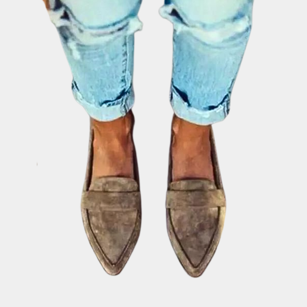 Agathe | Mocassins pour Femme Bout Pointu Enfiler Confortable - Marron Clair