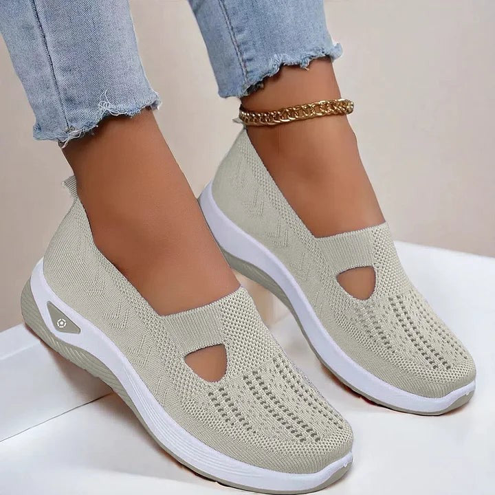 Alice | Chaussures à Enfiler Pour Femme Aérées Antidérapantes Confortables - Beige