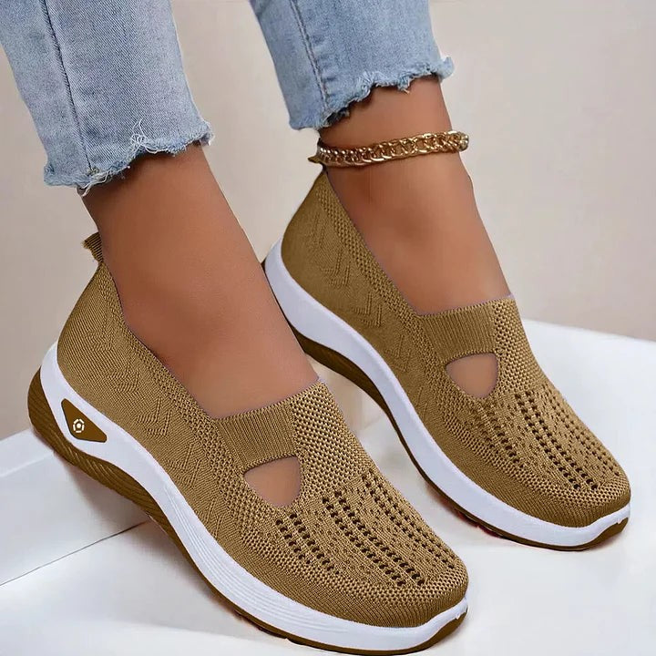 Alice | Chaussures à Enfiler Pour Femme Aérées Antidérapantes Confortables - Café
