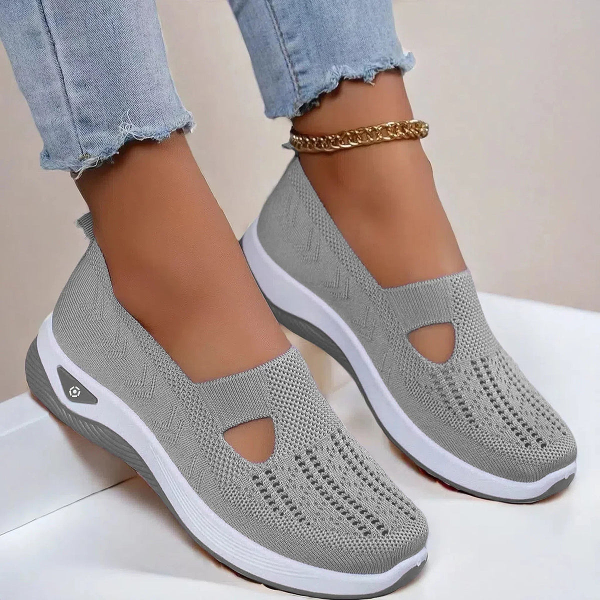 Alice | Chaussures à Enfiler Pour Femme Aérées Antidérapantes Confortables - Gris