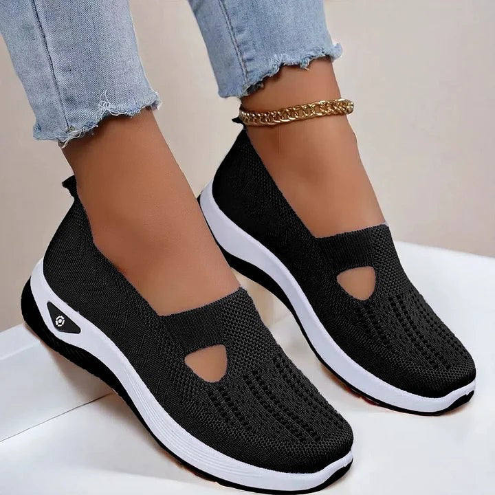 Alice | Chaussures à Enfiler Pour Femme Aérées Antidérapantes Confortables - Noir