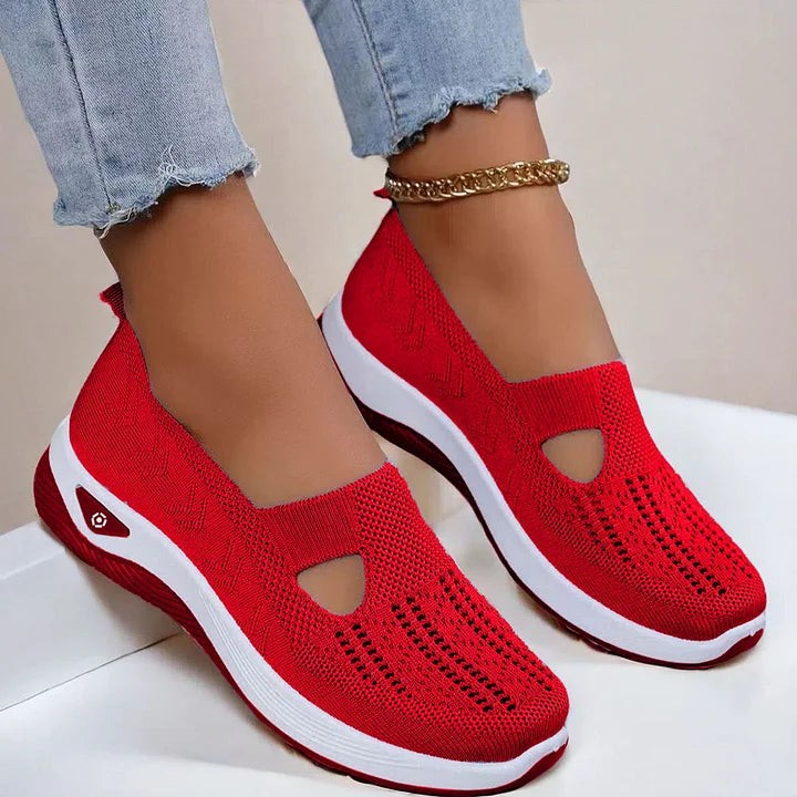 Alice | Chaussures à Enfiler Pour Femme Aérées Antidérapantes Confortables - Rouge
