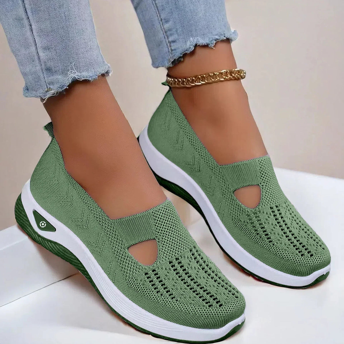 Alice | Chaussures à Enfiler Pour Femme Aérées Antidérapantes Confortables - Vert