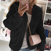 Alice | Gilet Oversize pour Femme Tricot Épais Ouvert Coupe Ample - Noir