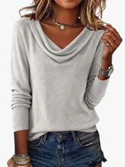 Alice | Pull pour Femme Coupe Droite Encolure Ample Manches Longues - Gris
