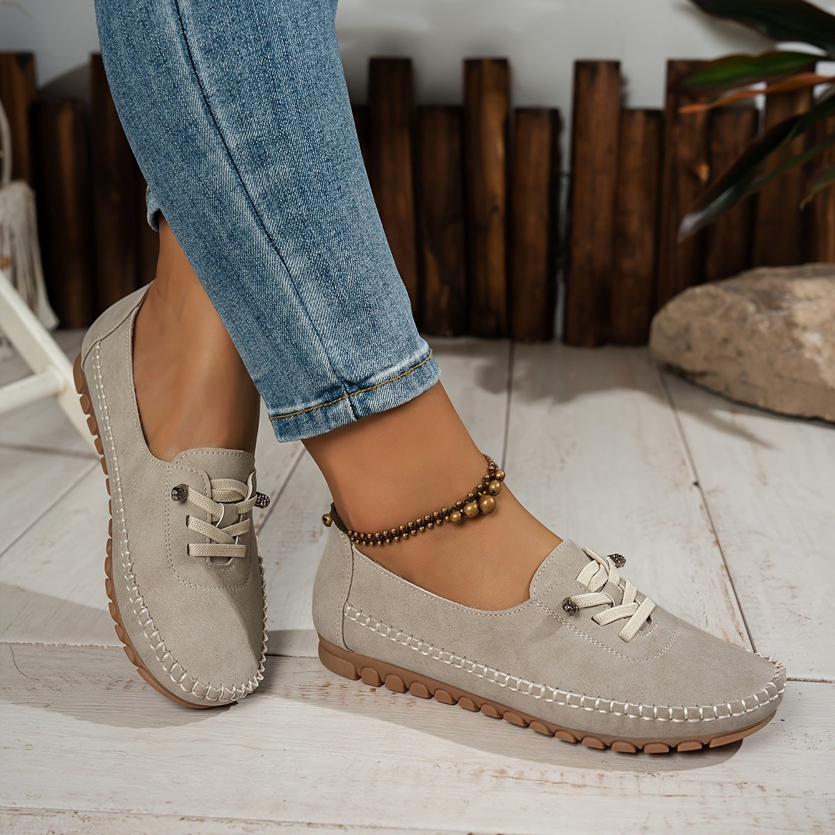Anna | Chaussures à Enfiler Soutien Voûte Plantaire Semelle Flexible pour Femme - Beige