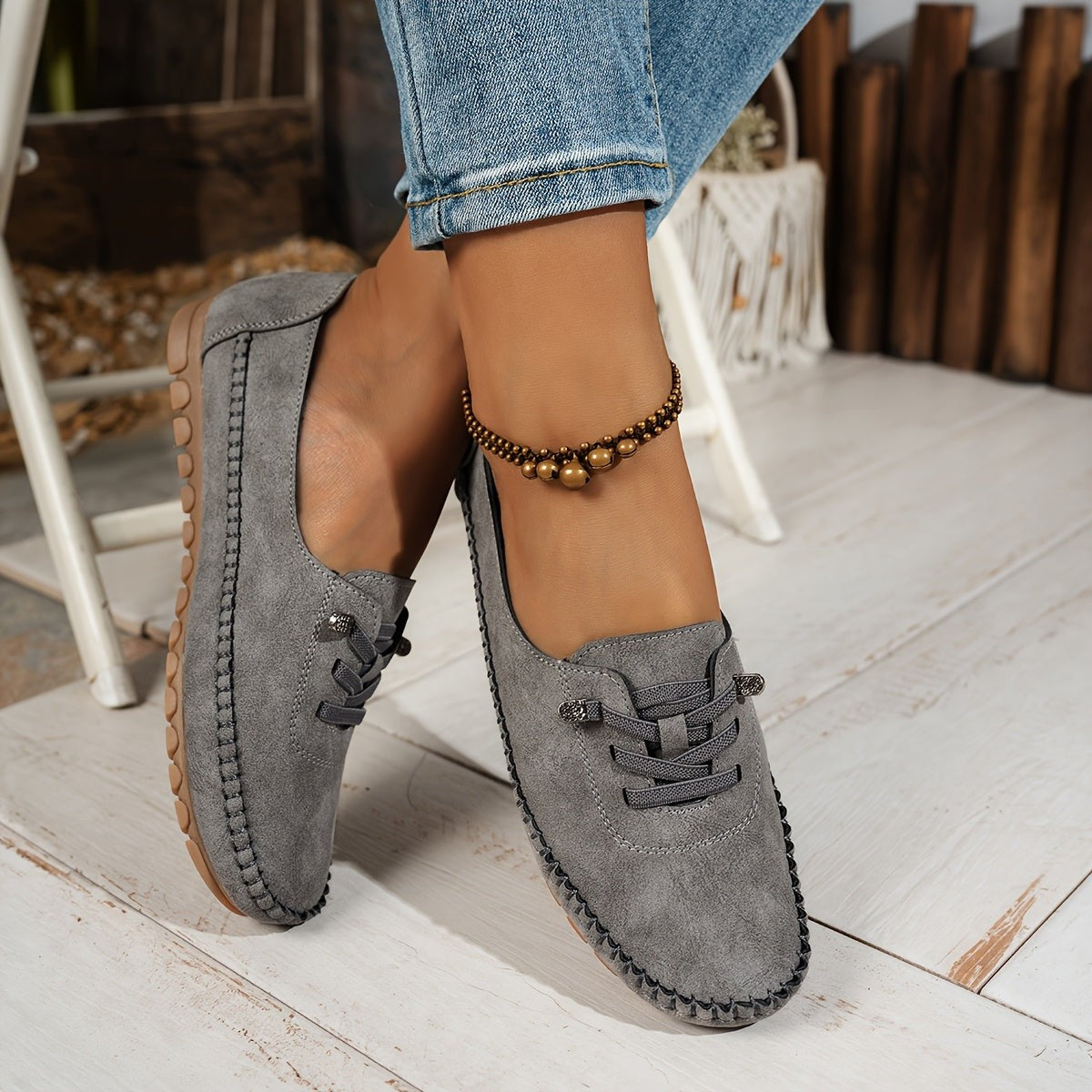 Anna | Chaussures à Enfiler Soutien Voûte Plantaire Semelle Flexible pour Femme - Gris