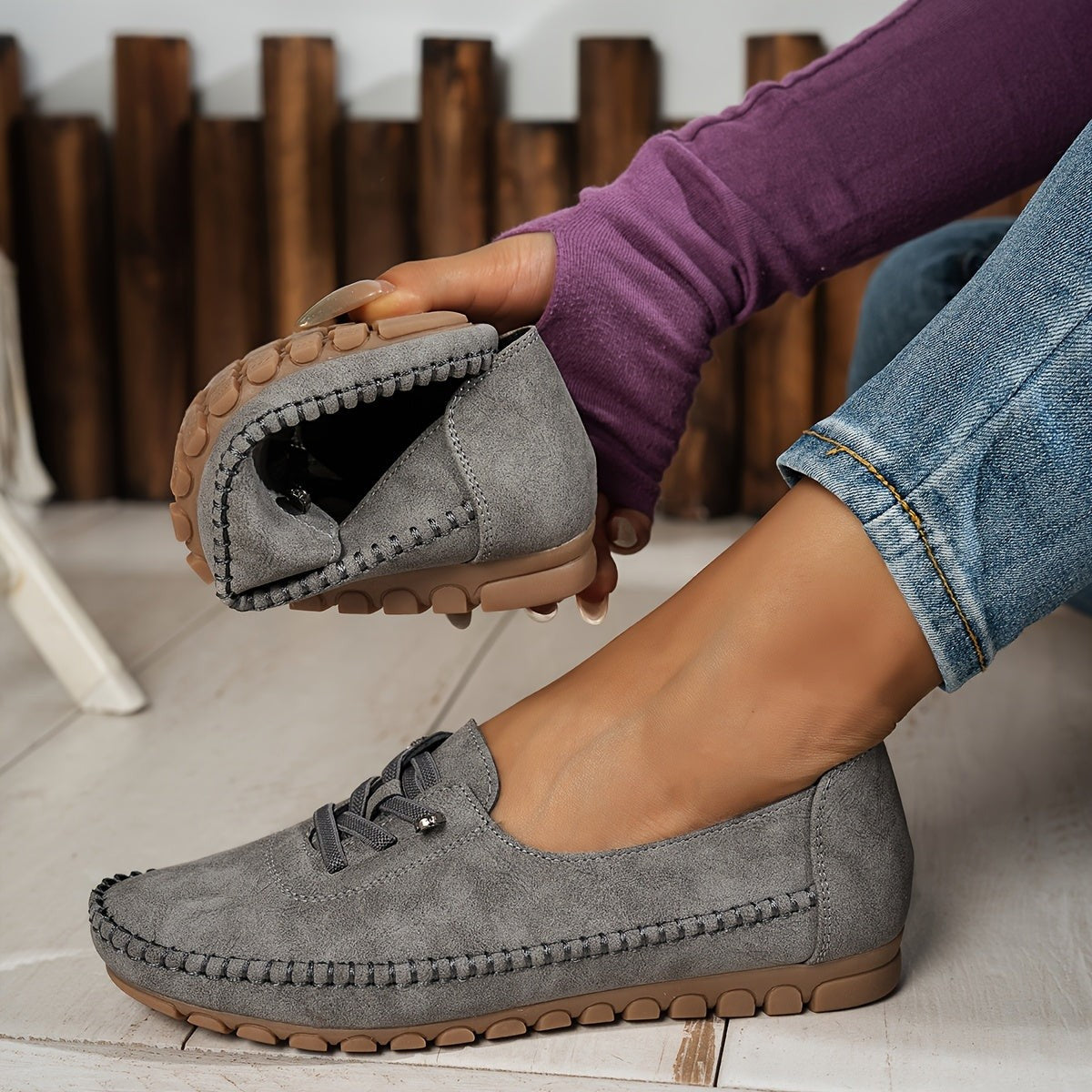 Anna | Chaussures à Enfiler Soutien Voûte Plantaire Semelle Flexible pour Femme - Gris