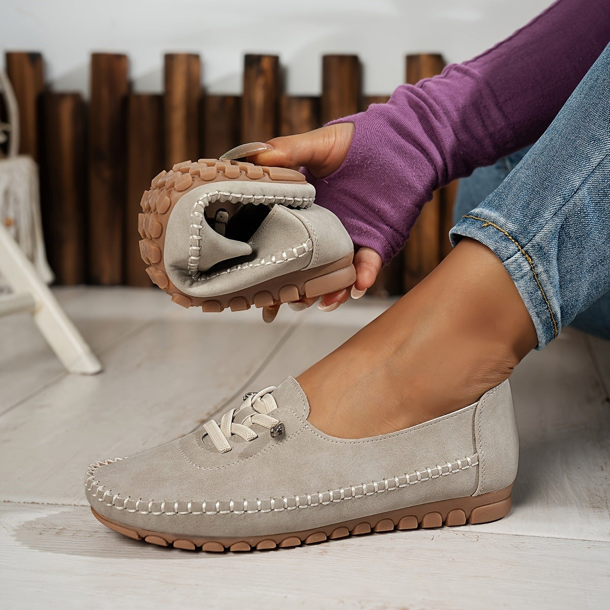 Anna | Chaussures à Enfiler Soutien Voûte Plantaire Semelle Flexible pour Femme - Gris