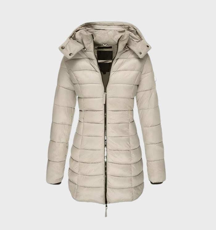 Anna | Manteau Femme Long à Capuche Doublure Moelleuse - Beige