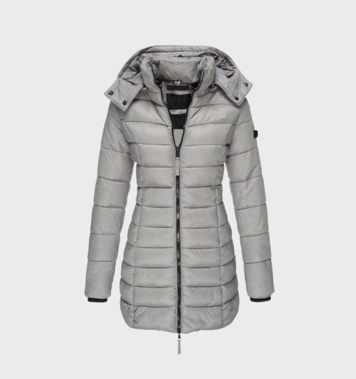 Anna | Manteau Femme Long à Capuche Doublure Moelleuse - Gris