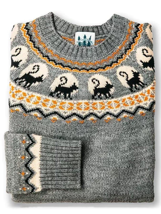 Anna | Pull Déguisement Halloween Femme Fair Isle Motifs Festifs Manches Longues - Gris Fantôme
