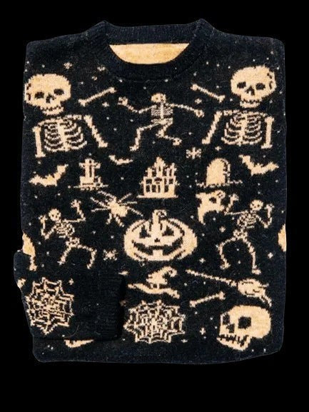 Anna | Pull Déguisement Halloween Femme Fair Isle Motifs Festifs Manches Longues - Icônes Effrayantes