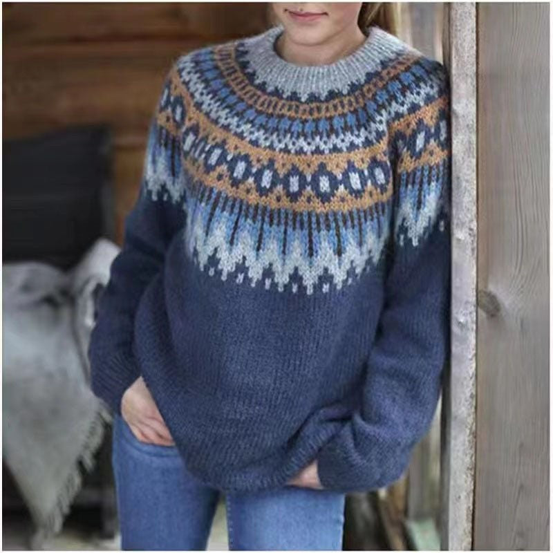 Anna | Pull Femme Imprimé Coupe Moderne Manches Longues - Gris