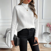 Anna | Pull pour Femme Col Roulé Côtelé Coupe Ample Manches Raglan - Blanc