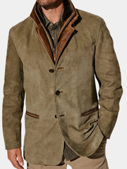 Antoine | Pour Femme Veste Vintage Coupe Décontractée Détails simili-cuir - Kaki
