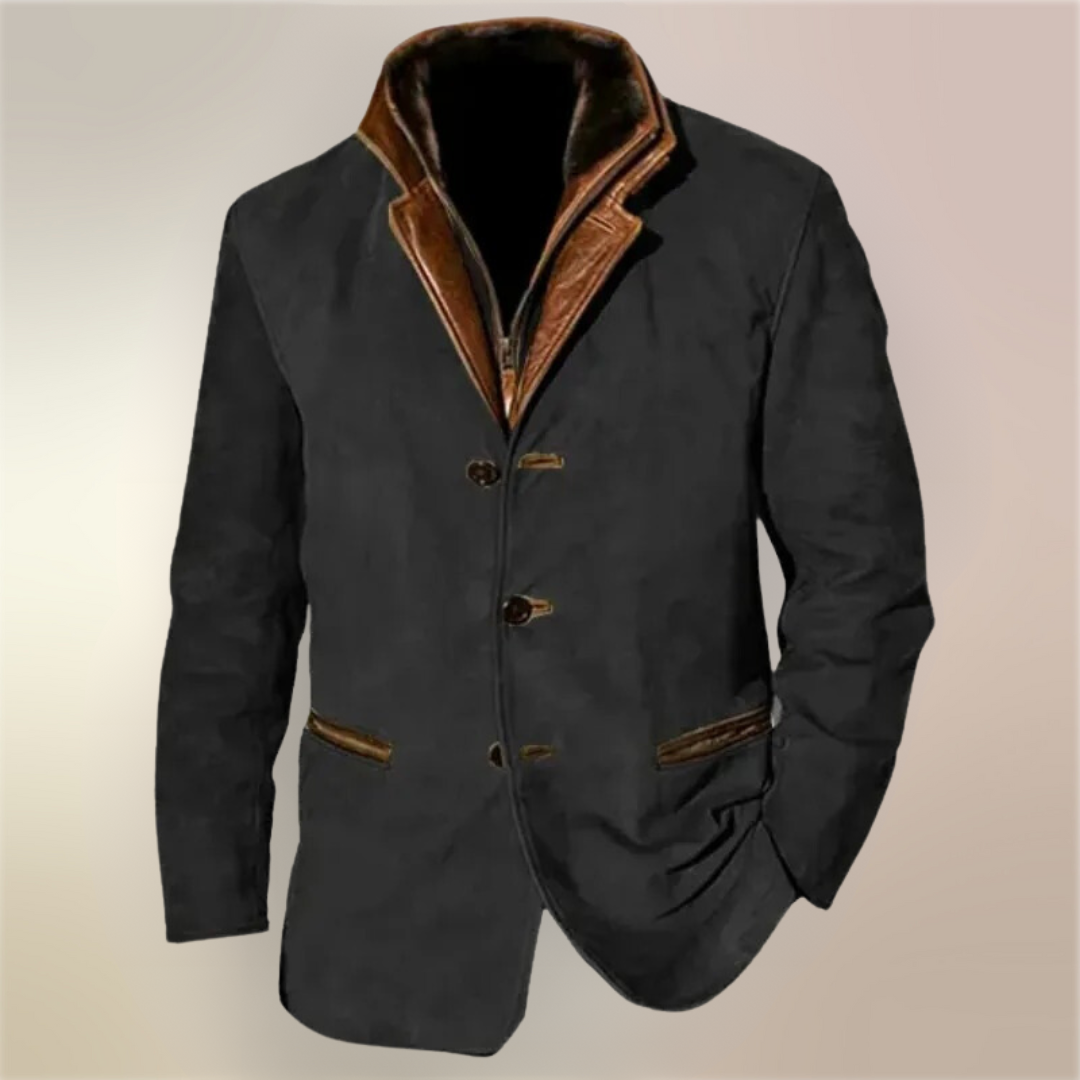 Antoine | Pour Femme Veste Vintage Coupe Décontractée Détails simili-cuir - Kaki