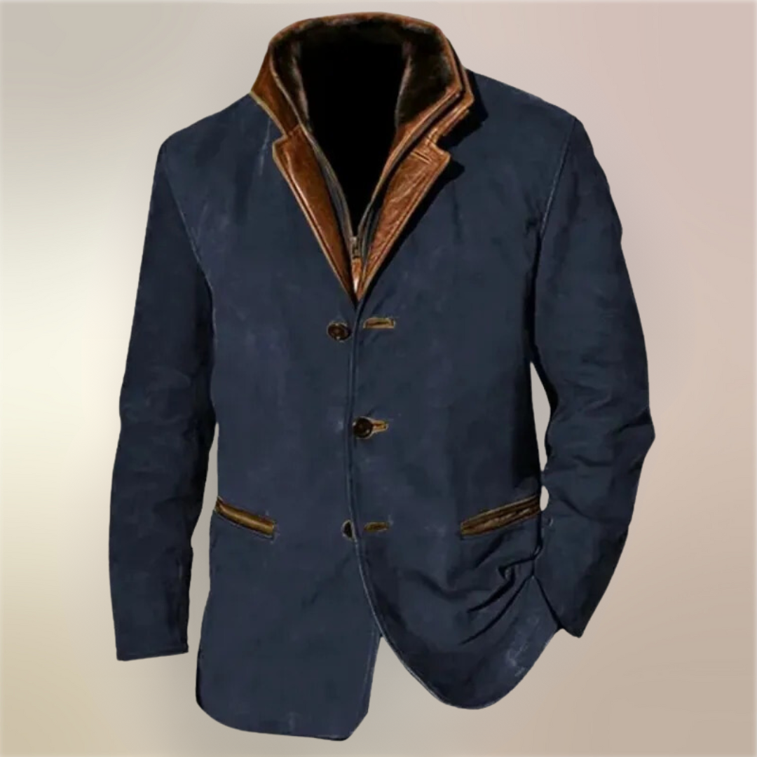 Antoine | Pour Femme Veste Vintage Coupe Décontractée Détails simili-cuir - Kaki