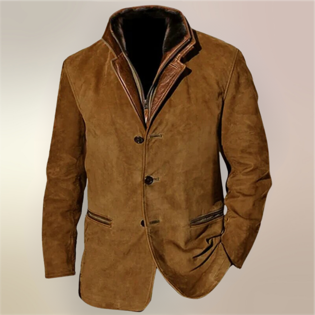 Antoine | Pour Femme Veste Vintage Coupe Décontractée Détails simili-cuir - Kaki