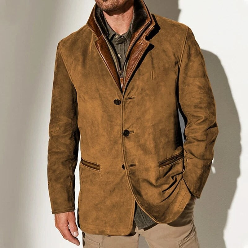 Antoine | Pour Femme Veste Vintage Coupe Décontractée Détails simili-cuir - Marron