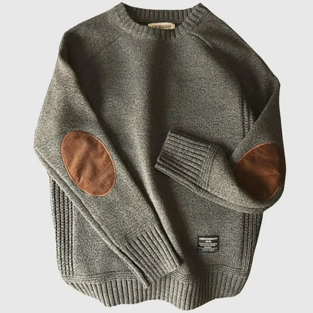 Antoine | Pull-over pour Homme Coupe Décontractée Coudières Tricot Classique - Gris