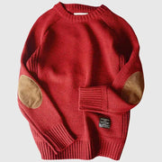 Antoine | Pull-over pour Homme Coupe Décontractée Coudières Tricot Classique - Rouge