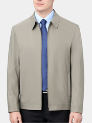 Antoine | Veste pour Homme Coupe Classique Revers Fermeture Éclair - Kaki