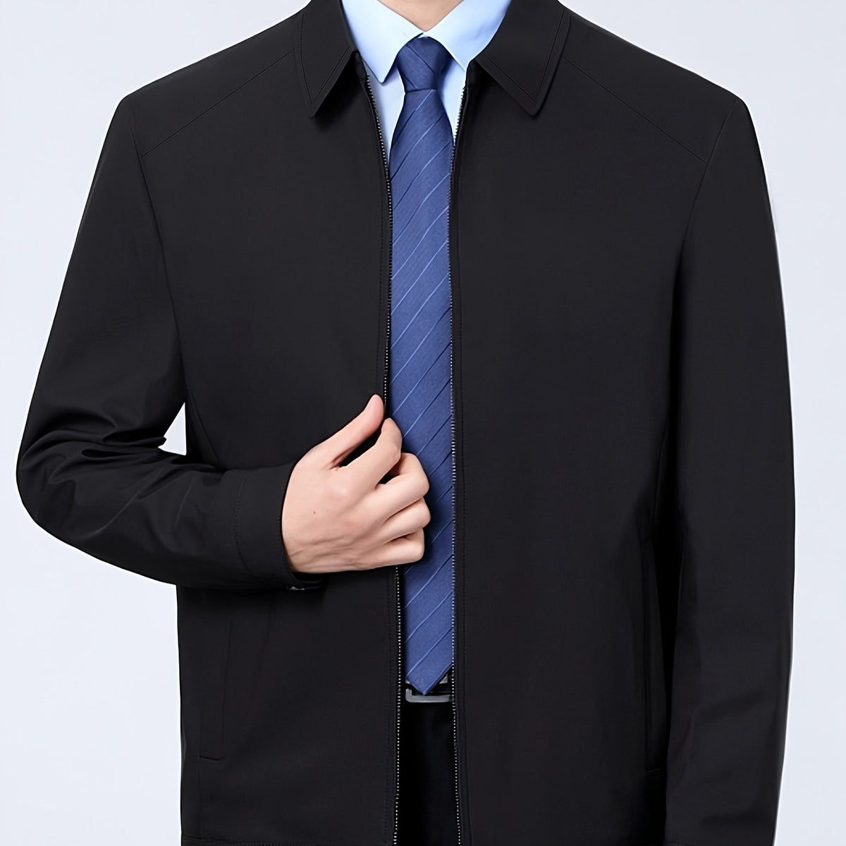 Antoine | Veste pour Homme Coupe Classique Revers Fermeture Éclair - Noir