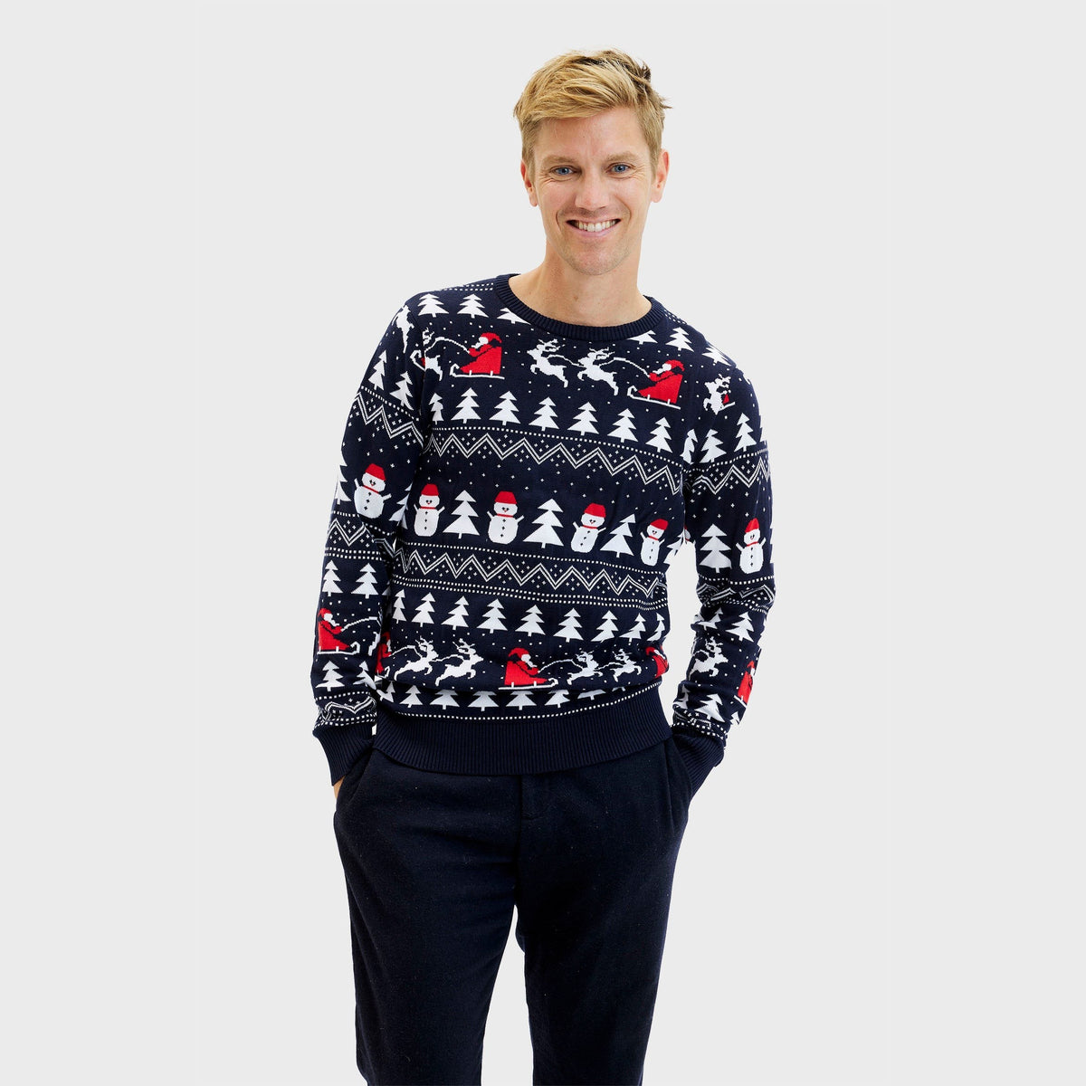 Arthur | Pull de noël pour Homme Col Rond Coton Biologique Bleu Marine - Unique