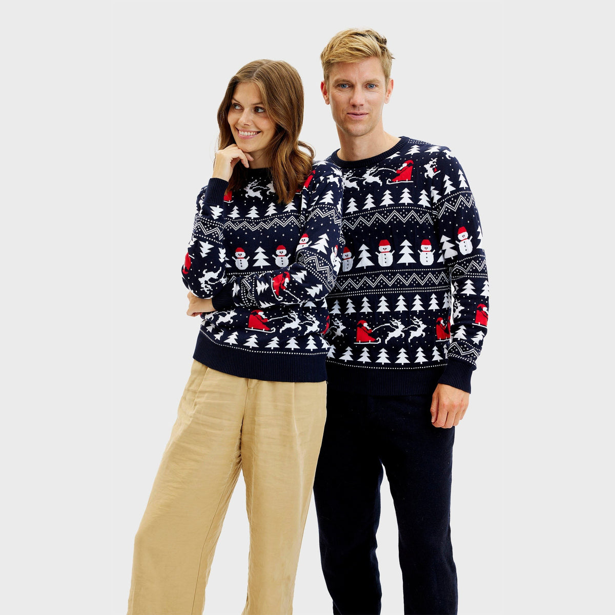 Arthur | Pull de noël pour Homme Col Rond Coton Biologique Bleu Marine - Unique