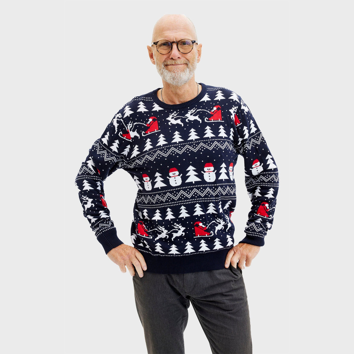 Arthur | Pull de noël pour Homme Col Rond Coton Biologique Bleu Marine - Unique