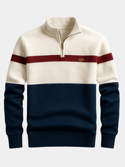 Arthur | Pull pour Homme Coupe Ajustée Zip au Col - Bleu Marine