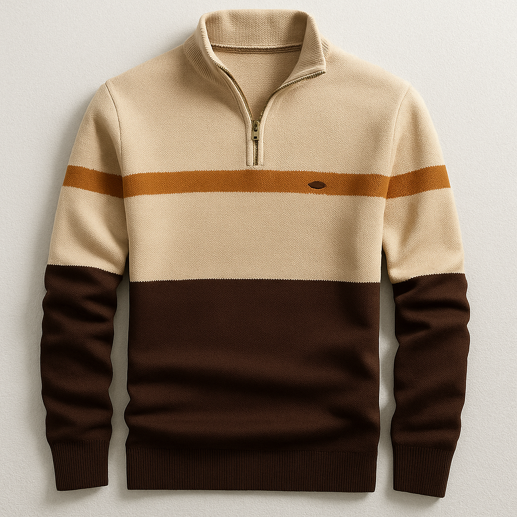 Arthur | Pull pour Homme Coupe Ajustée Zip au Col - Crème