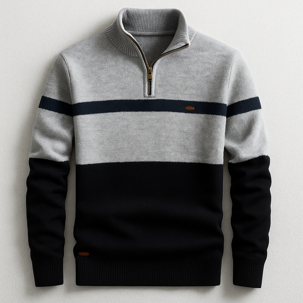 Arthur | Pull pour Homme Coupe Ajustée Zip au Col - Gris
