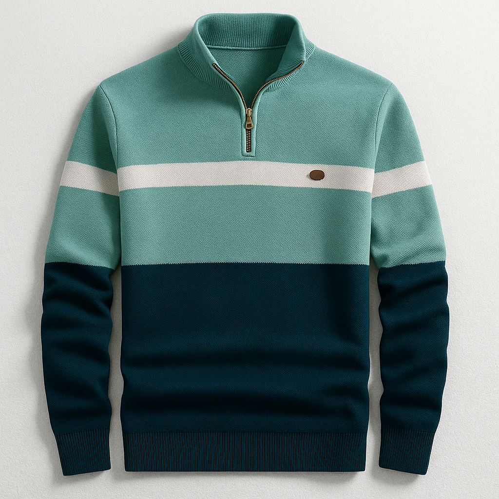 Arthur | Pull pour Homme Coupe Ajustée Zip au Col - Vert