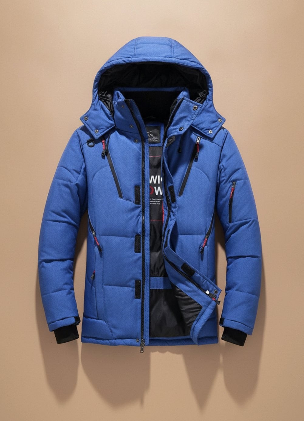 Arthur | Veste d'Hiver Homme Coupe Ajustée Capuche Intégrée Doublée Duvet - Bleu