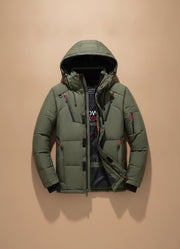 Arthur | Veste d'Hiver Homme Coupe Ajustée Capuche Intégrée Doublée Duvet - Gris