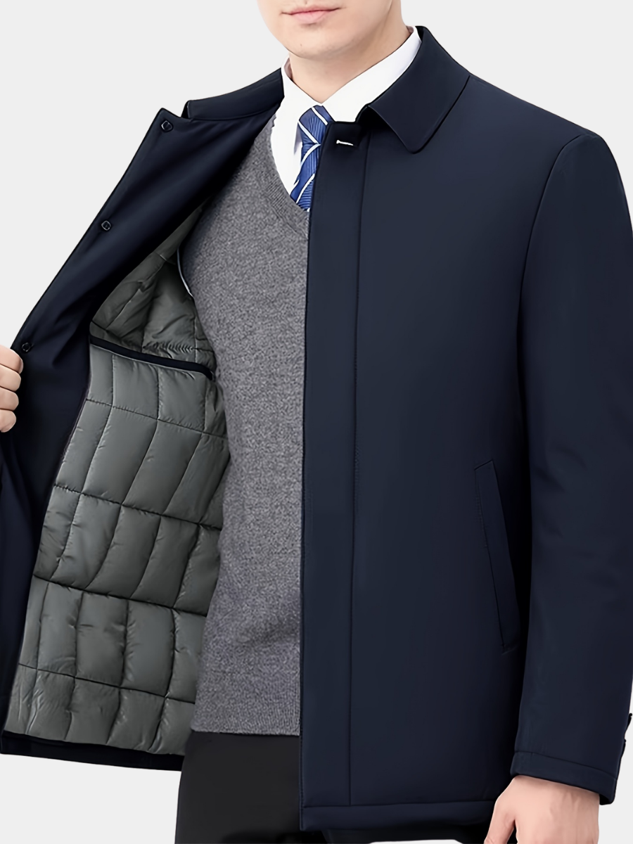 Arthur | Veste pour Homme Revers Fermeture Éclair Coupe Classique Unie - Bleu Marine