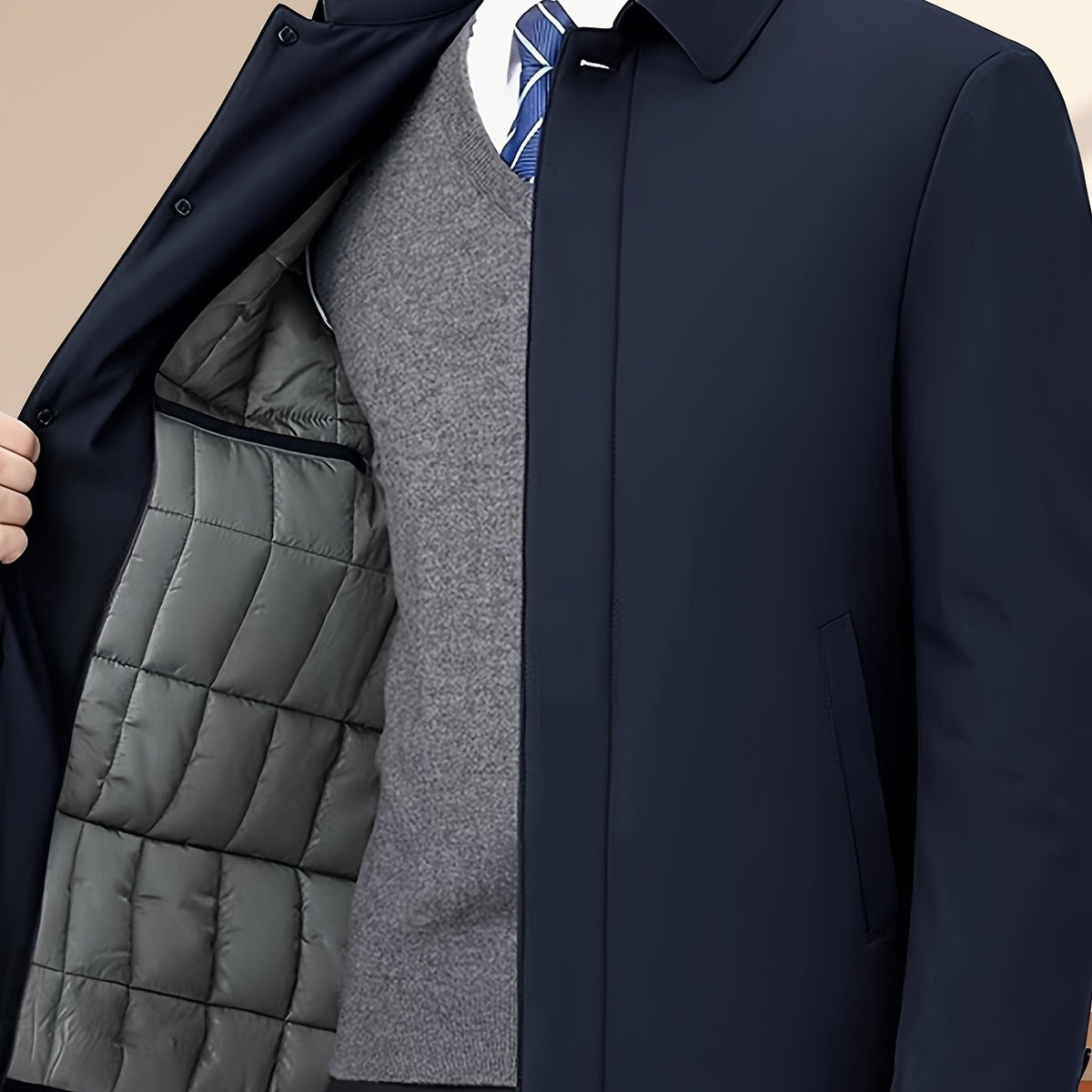 Arthur | Veste pour Homme Revers Fermeture Éclair Coupe Classique Unie - Bleu Marine