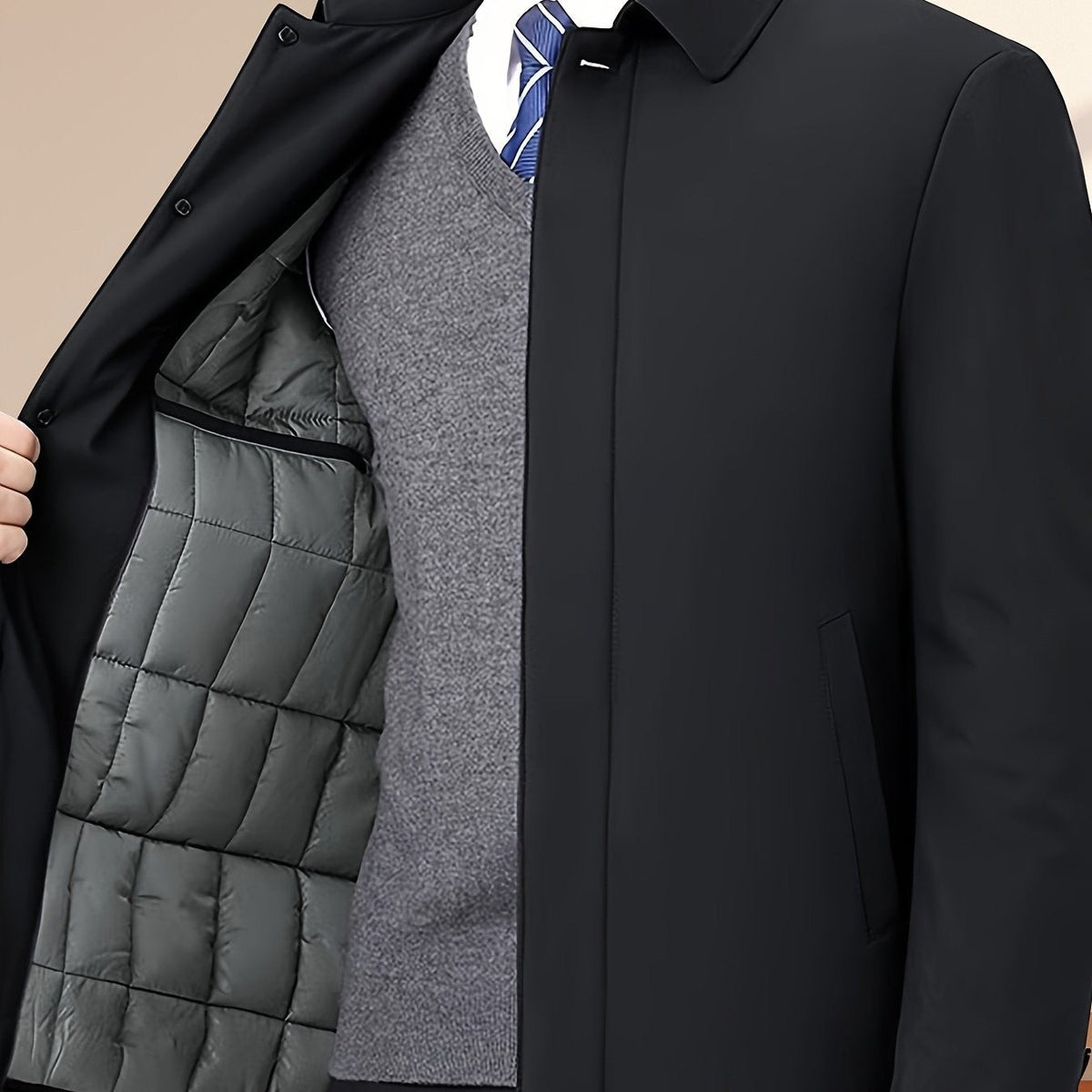 Arthur | Veste pour Homme Revers Fermeture Éclair Coupe Classique Unie - Bleu Marine