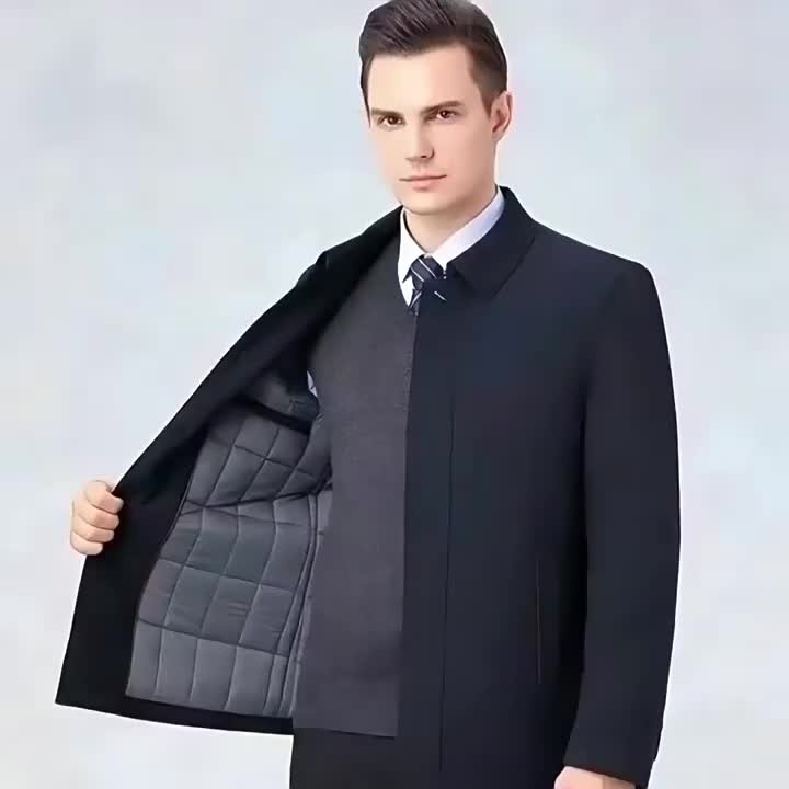 Arthur | Veste pour Homme Revers Fermeture Éclair Coupe Classique Unie - Bleu Marine