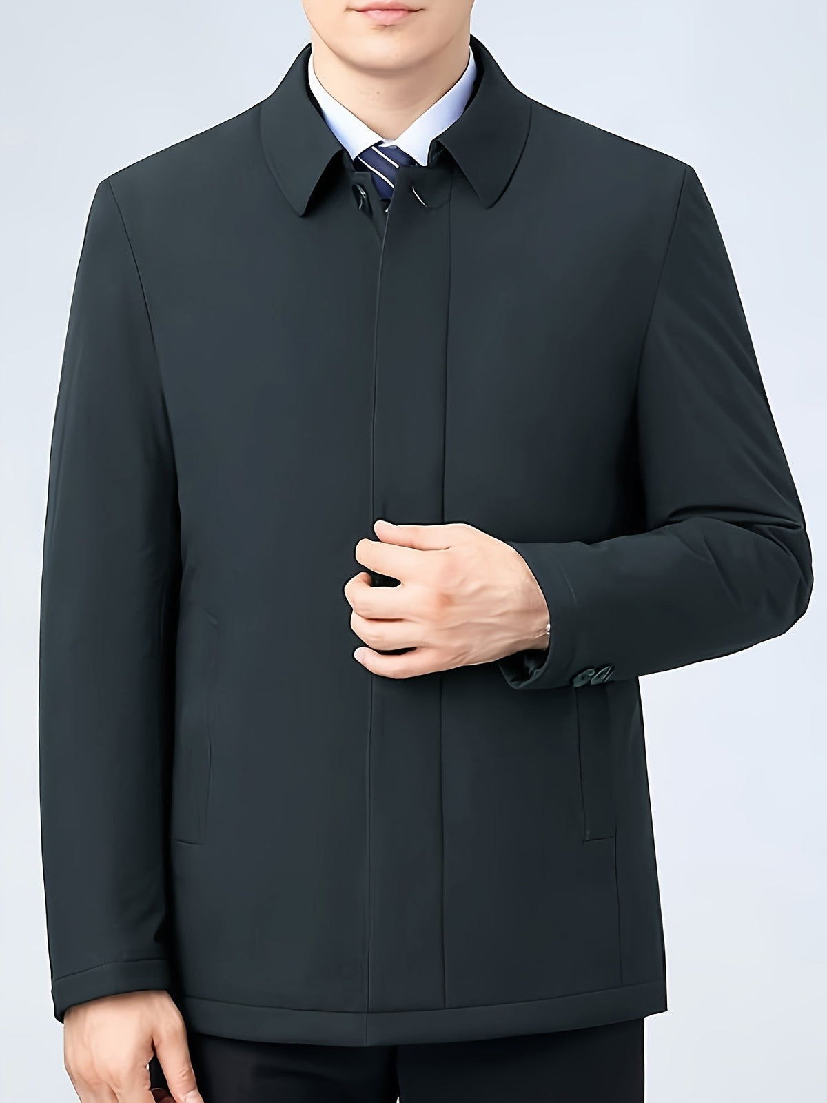 Arthur | Veste pour Homme Revers Fermeture Éclair Coupe Classique Unie - Bleu Marine